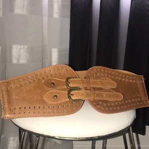 Faux leather wide belt